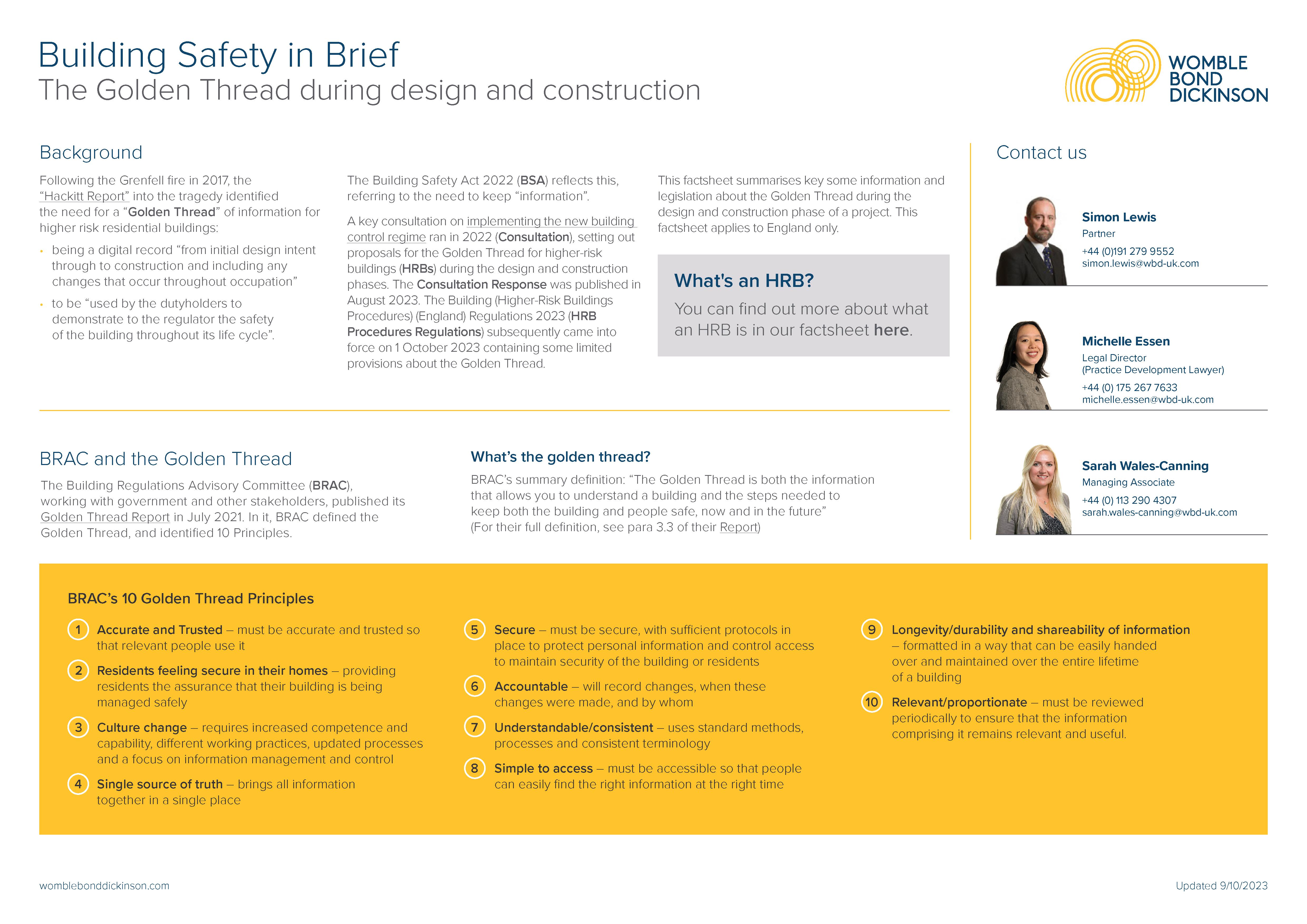 Building safety in brief: The Golden Thread during design and construction