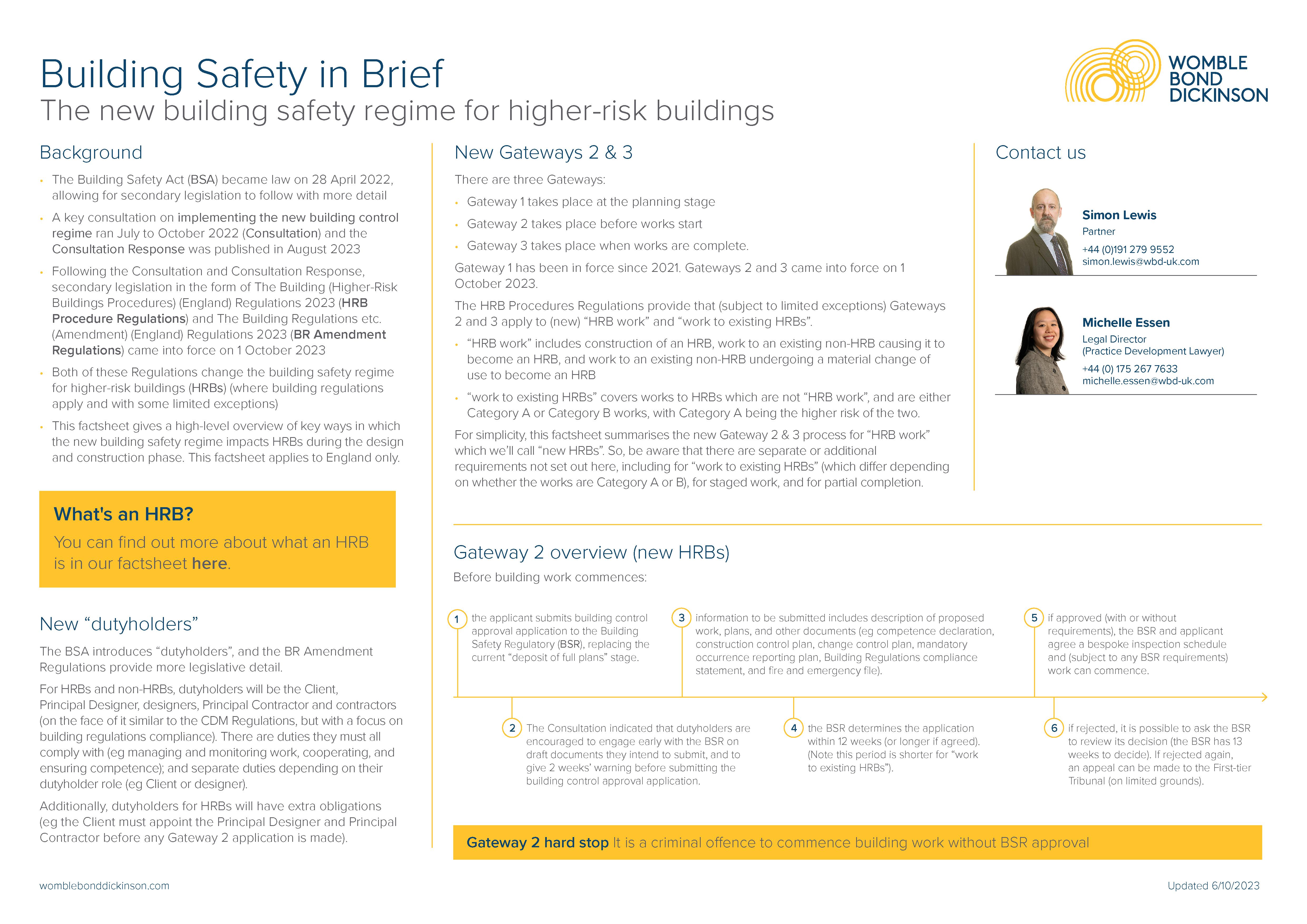 Building safety in brief: the new building safety regime for HRBs