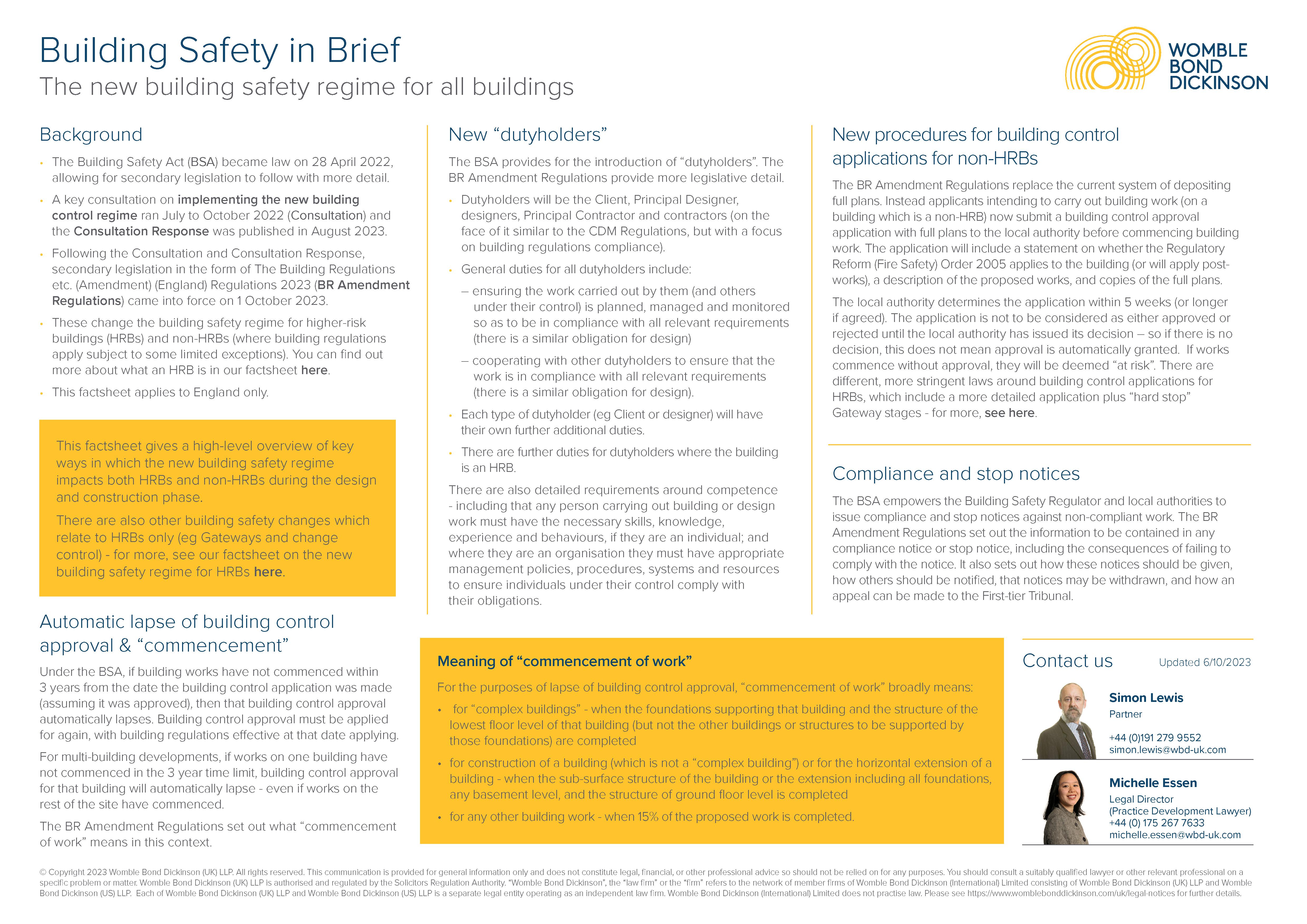 Building safety in brief: the new building safety regime for HRBs and non-HRBs