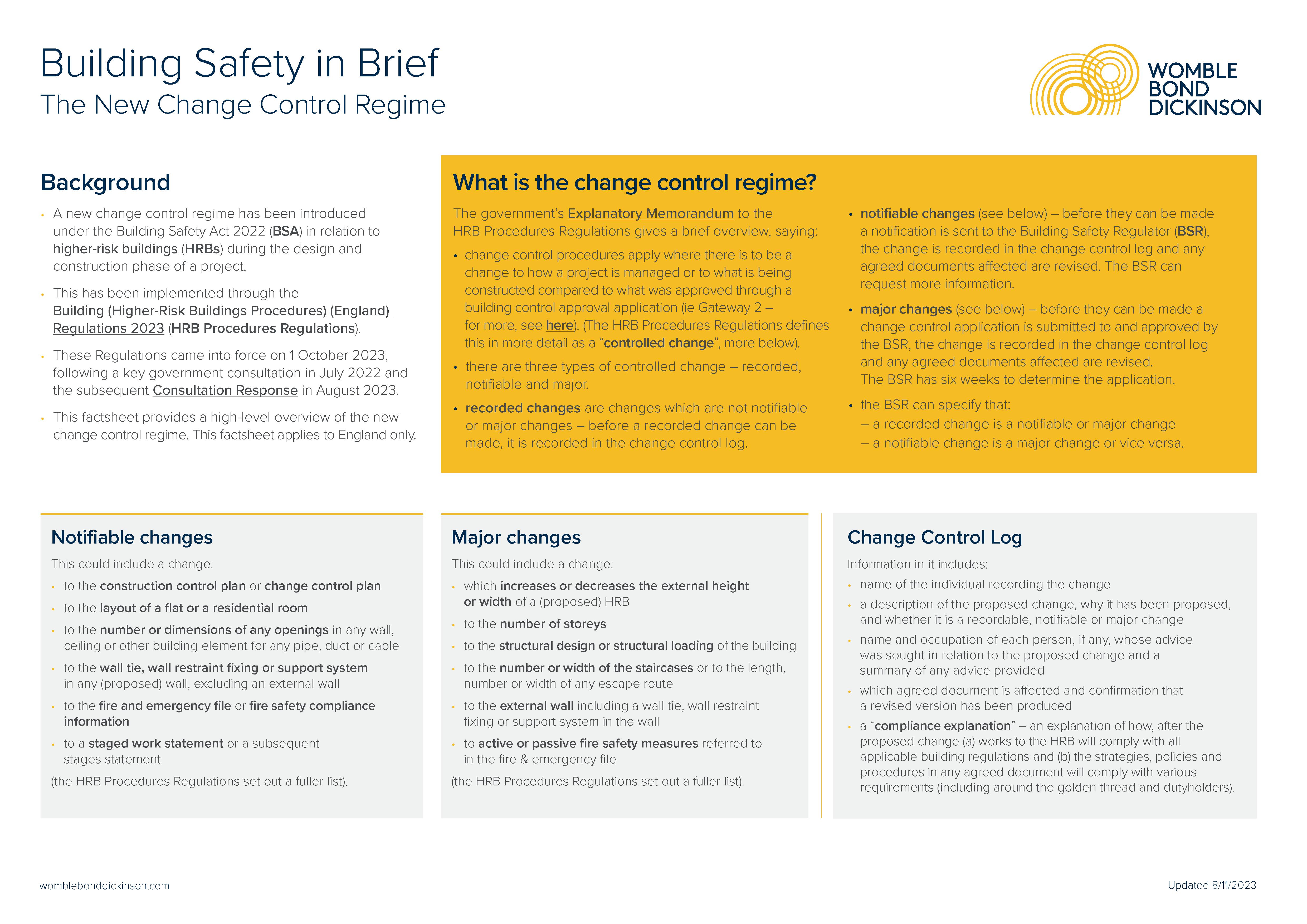 Building safety in brief: change control factsheet